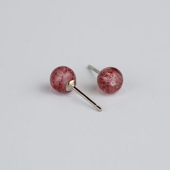 Sterling Silver Red Speckle Crystal Ball Stud Earrings, 3 of 6