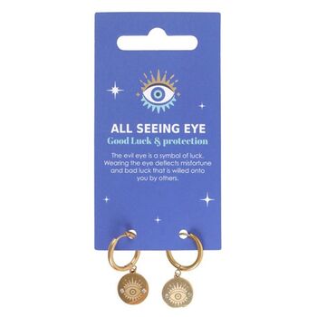 Gold Toned All Seeing Eye Earrings, 3 of 4