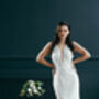 White Sequin Midi Wedding Dress With Deep Plunge And Open Back, thumbnail 3 of 12