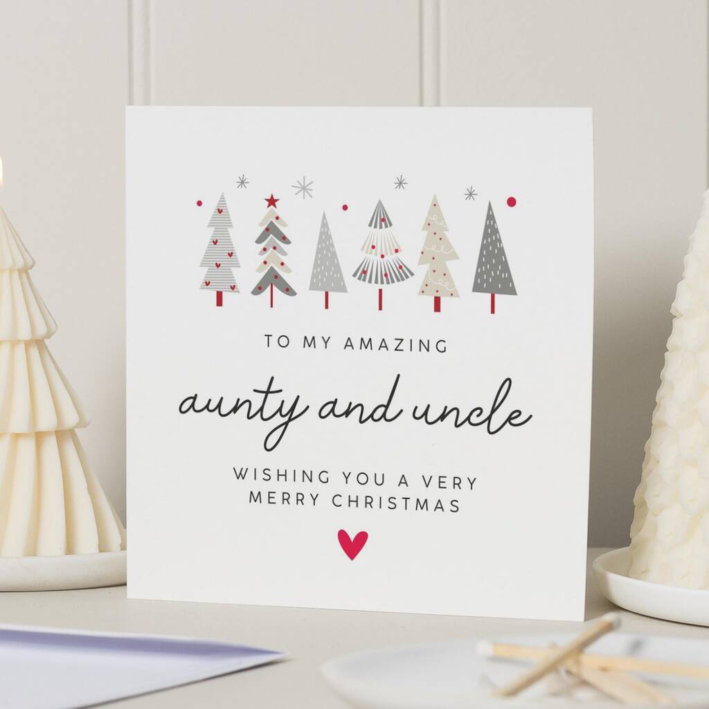 Cute Personalised Christmas Card For Auntie And Uncle, 1 of 7