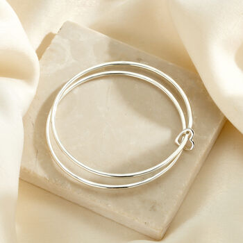 Personalised Double Bangle With Heart, 2 of 11