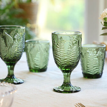Botanical Green Fern Leaf Glassware, 3 of 9