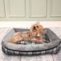 Grey Tartan Check Plush Dog Sofa Bed, thumbnail 4 of 4
