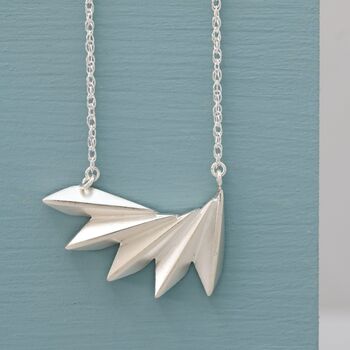 Sterling Silver Geometric Fan Necklace, 4 of 10