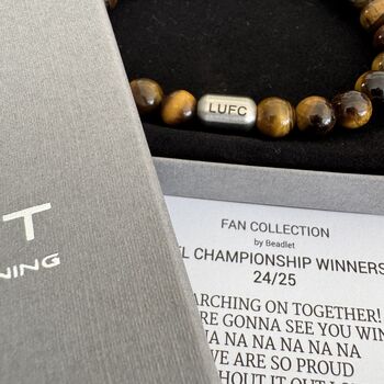 Men's Leeds United Football Fan Tiger's Eye Bracelet, 4 of 6