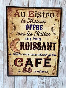 33cm French Bistro Café Sign Metal Wall Plaque, 4 of 7