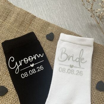 Personalised Bride And Groom Wedding Day Socks, 2 of 3