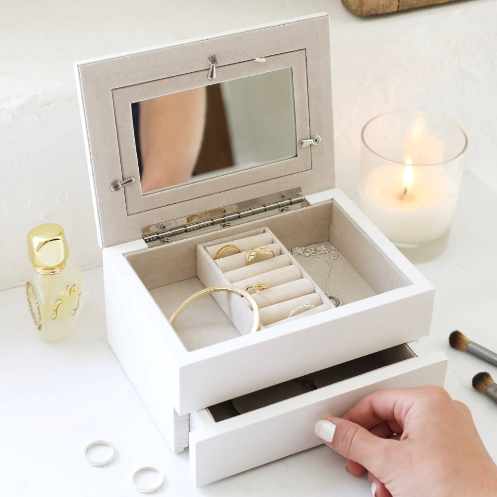 personalised white photo frame jewellery box by lisa angel ...