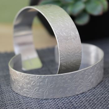 Sterling Silver Watercolour Floral Cuff Bracelet, 2 of 3