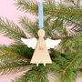 Personalised Wooden Angel Christmas Tree Decoration, thumbnail 2 of 2