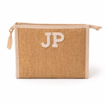 Personalised Canvas Jute Clutch Pouch Makeup Bag, 2 of 6