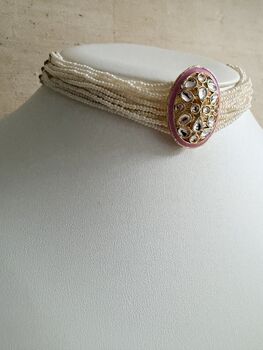 Pink Choker Gold Plated Meenakari Set, 6 of 8