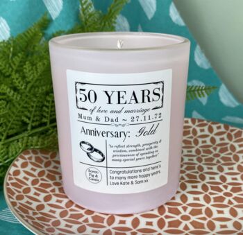 Personalised 50th Golden Anniversary Meaning Candle, 2 of 11