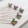 Set Of Five Rainbow Crystal Hair Pins, thumbnail 1 of 3