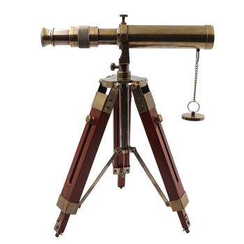 Personalised Bronze Telescope With Wooden Tripod Stand, 3 of 8