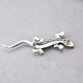 Sterling Silver Marcasite Lizard Gecko Brooch, 4 of 9