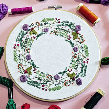 Christmas Wreath Botanical Embroidery Kit, 3 of 4