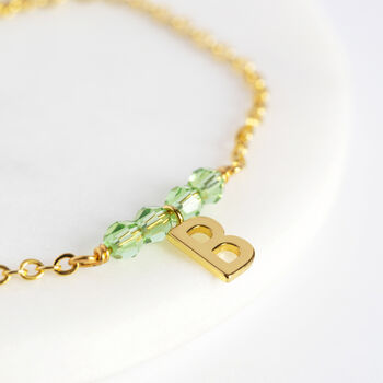 Birthstone Bar Bracelet With Initial Charm, 8 of 12