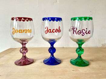 Personalised Hand Painted Crystal Wine Glass, 2 of 2