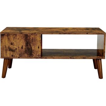 Brown Retro Coffee Table Cocktail Table With Shelf, 8 of 9