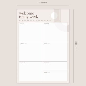 A4 Weekly Desk Planner 'Welcome To My Week', 3 of 8