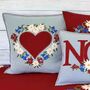 Edelweiss Heart Embroidered Christmas Cushion In Wool, thumbnail 1 of 3