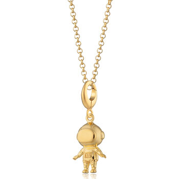 Astronaut Charm Necklace, Sterling Silver Or Gold Plated, 3 of 10