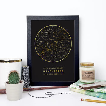 Black And Gold Metallic Map Of The Stars Print, 5 of 7