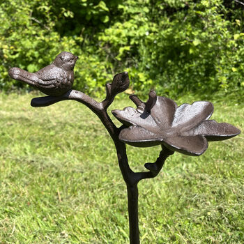 Ornate Flower Cast Iron Bird Feeder Stake, 2 of 6