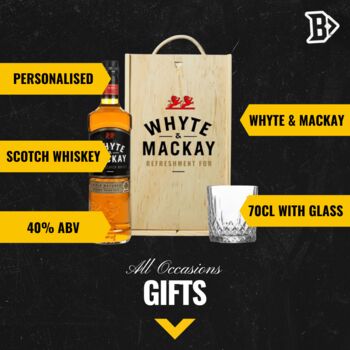 Personalised Whyte And Mackay Blended Scotch Whiskey Gift Set With Glass, 2 of 4