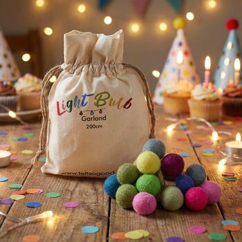 Handmade Felt Lightbulb Biodegradable Party Garland, 7 of 7