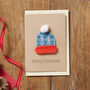 Handmade Christmas Bobble Hat Card Set Of Six, thumbnail 1 of 6
