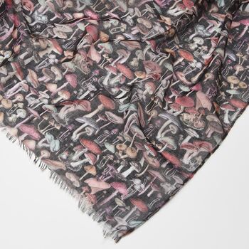 Magical Mushroom Black Lightweight Scarf, 4 of 5