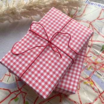 Red Gingham Paper Fibre Wrapping/Patterned Paper Sheet, 3 of 10