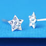 Sterling Silver Tiny Twinkling Star Stud Earrings, thumbnail 3 of 5