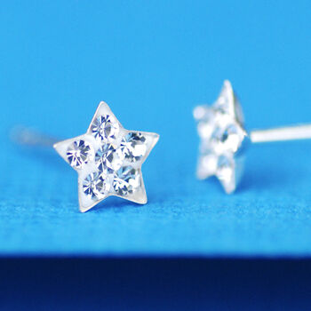 Sterling Silver Tiny Twinkling Star Stud Earrings, 3 of 5