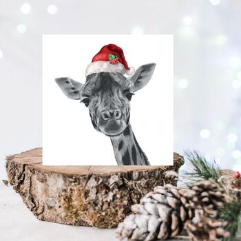 Giraffe Red Hat Christmas Card, 2 of 7