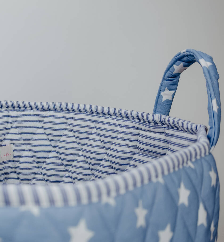 Personalised Blue Star Quilted Toy Bag By Lime Tree London