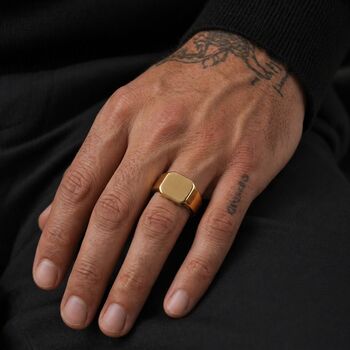 Men’s 18 K Gold Plated Signet Ring, 3 of 8
