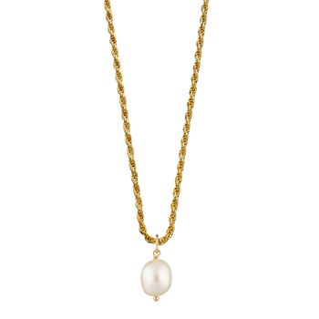 Twisted Chain Baroque Pearl Necklace, 7 of 8