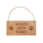 Rectangular Oak Hanging Sign 'Wash Your Paws', thumbnail 2 of 3