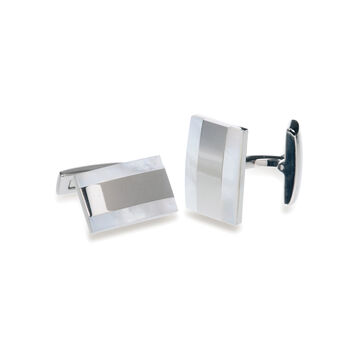 Cavendish Rhodium Plated Mother Of Pearl Cufflinks, 2 of 6