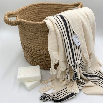 Bodrum Hammam Towel Monochrome Classic Stripe, 3 of 12