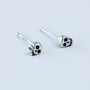 Sterling Silver Vintage Style Tiny Skull Earrings, thumbnail 1 of 4