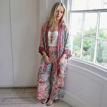 'Marlowe' Pink And Blue Paisley Viscose Palazzo Trousers, 4 of 7