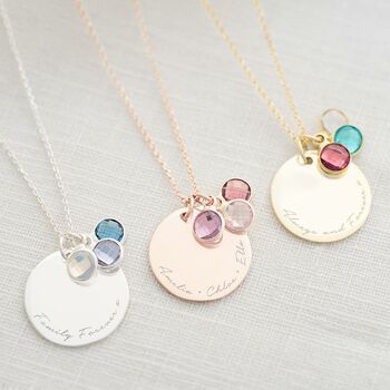 Personalised Family Birthstone Disc Necklace, 2 of 10