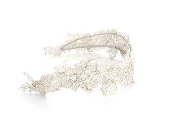 Ivory Lace Bridal Crown 'Kenynen', 2 of 11
