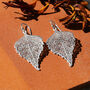 Sterling Silver Large Birch Leaf Earrings, thumbnail 1 of 3