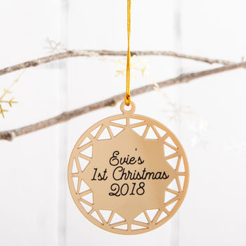 Personalised First Christmas Golden Bauble, 2 of 2