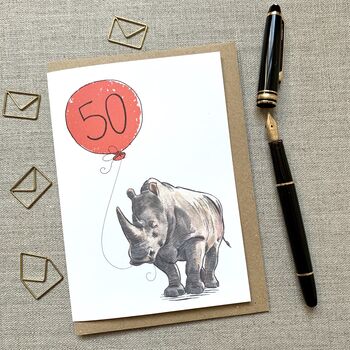Personalised Rhinoceros Birthday Card, 2 of 4